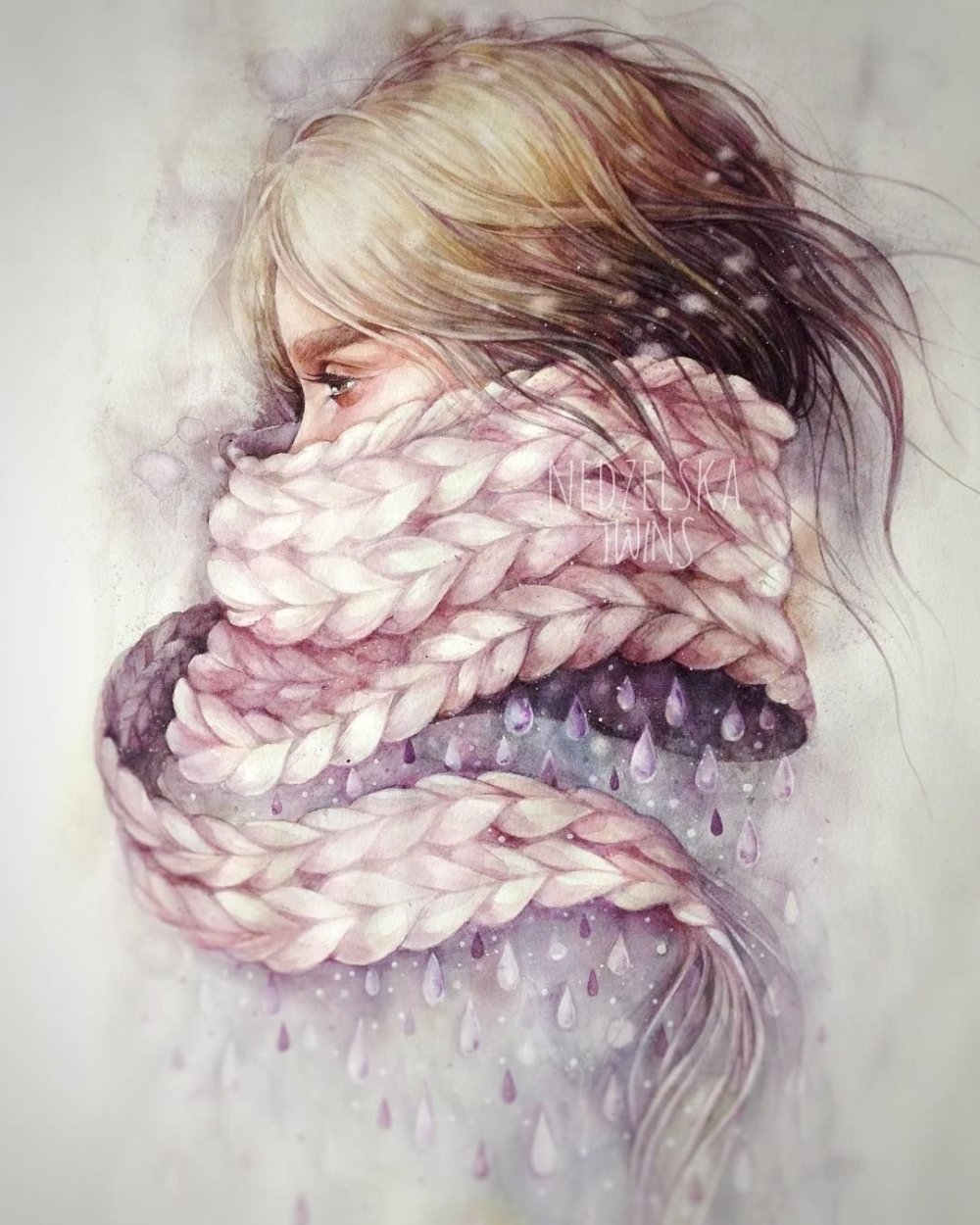 Рисование полосатый шарфик