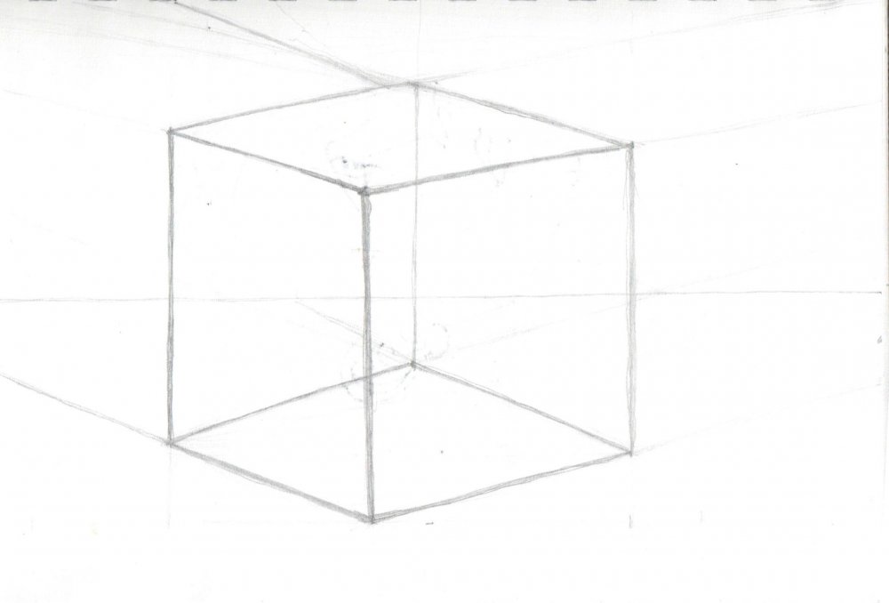 Куб в воздухе рисунок карандашом