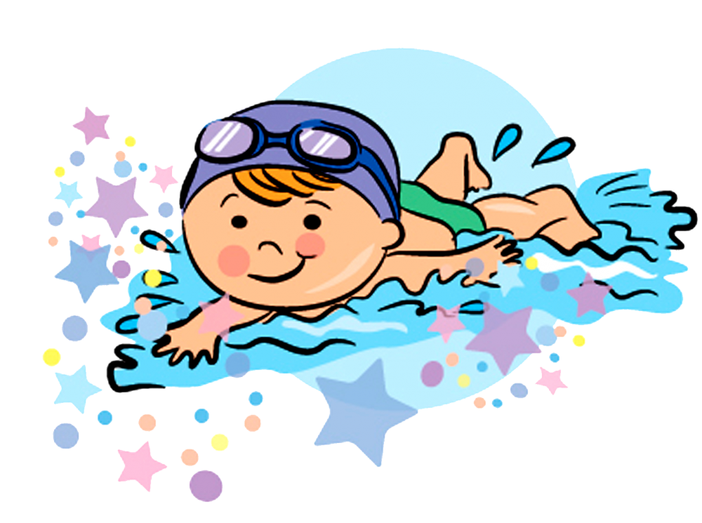 Мальчик плавает в бассейне