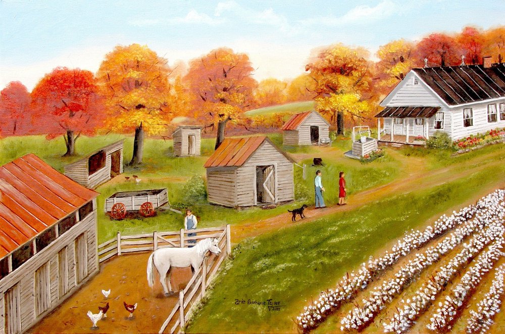 Осенняя ферма деревня