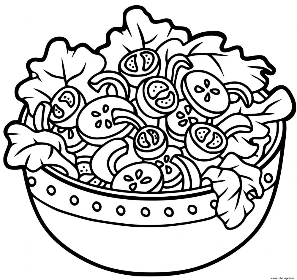 Раскраска салат в тарелке
