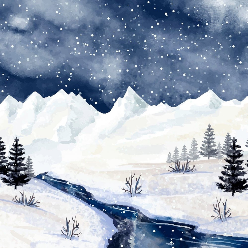 Зимний фон рисунок акварелью