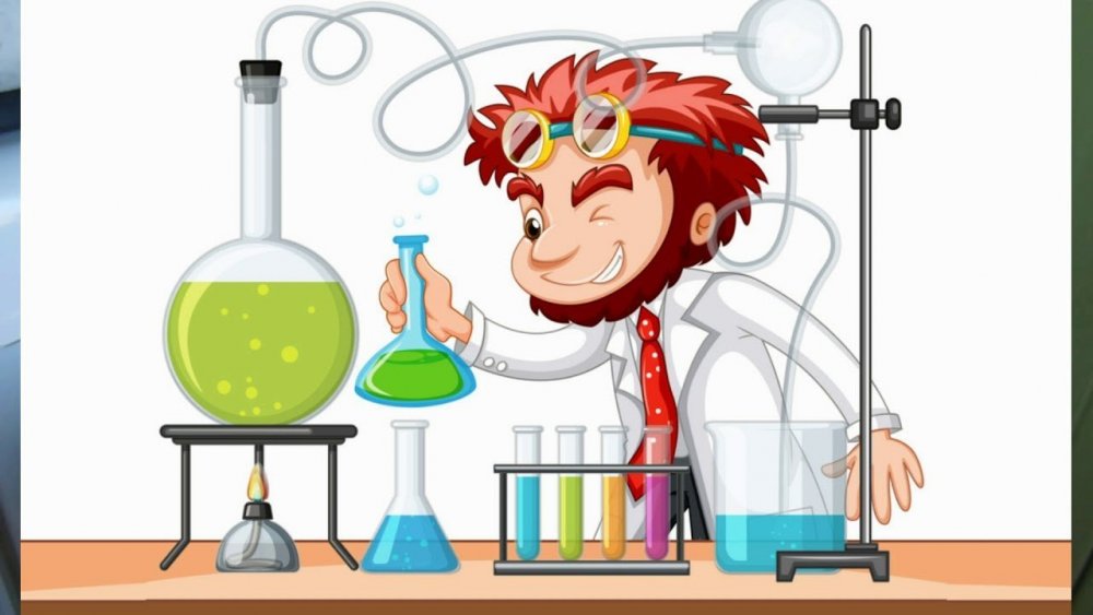 Мультяшный Химик в лаборатории