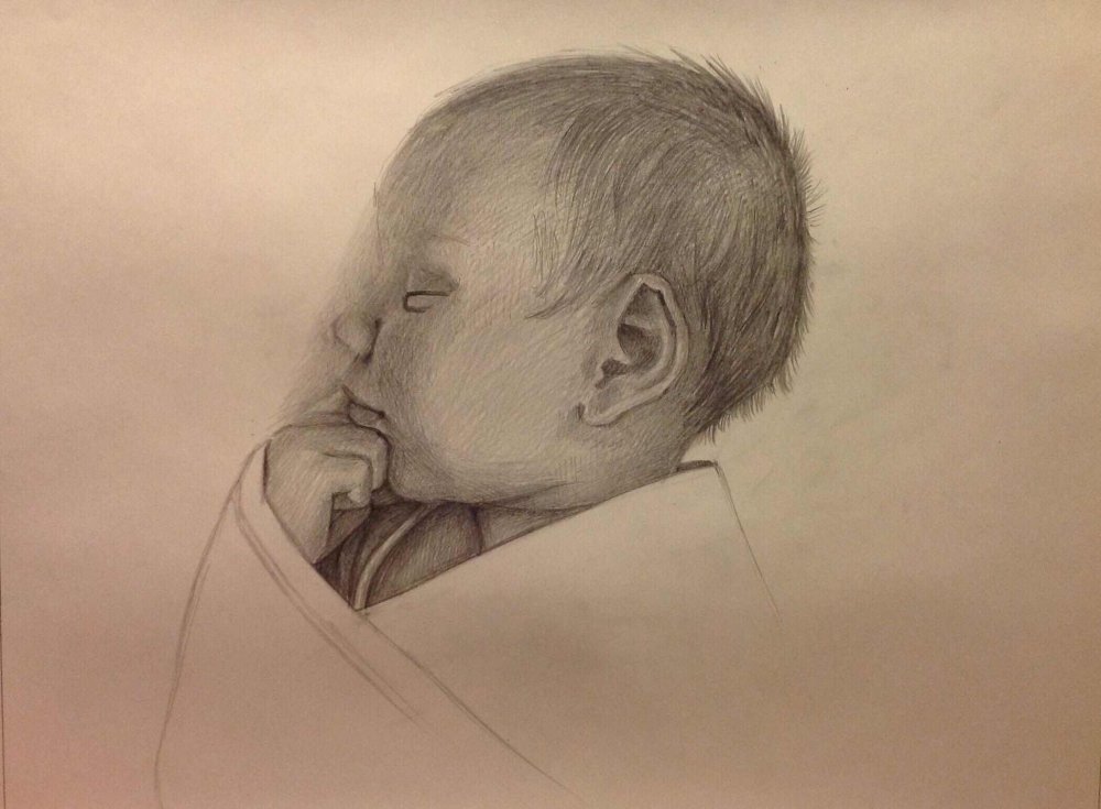 Портреты карандашом новорожденных детей
