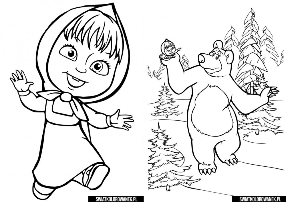 Раскраска Маши из мультфильма Маша и медведь