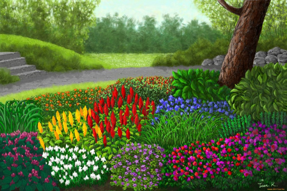 Цветочный лес рисунки