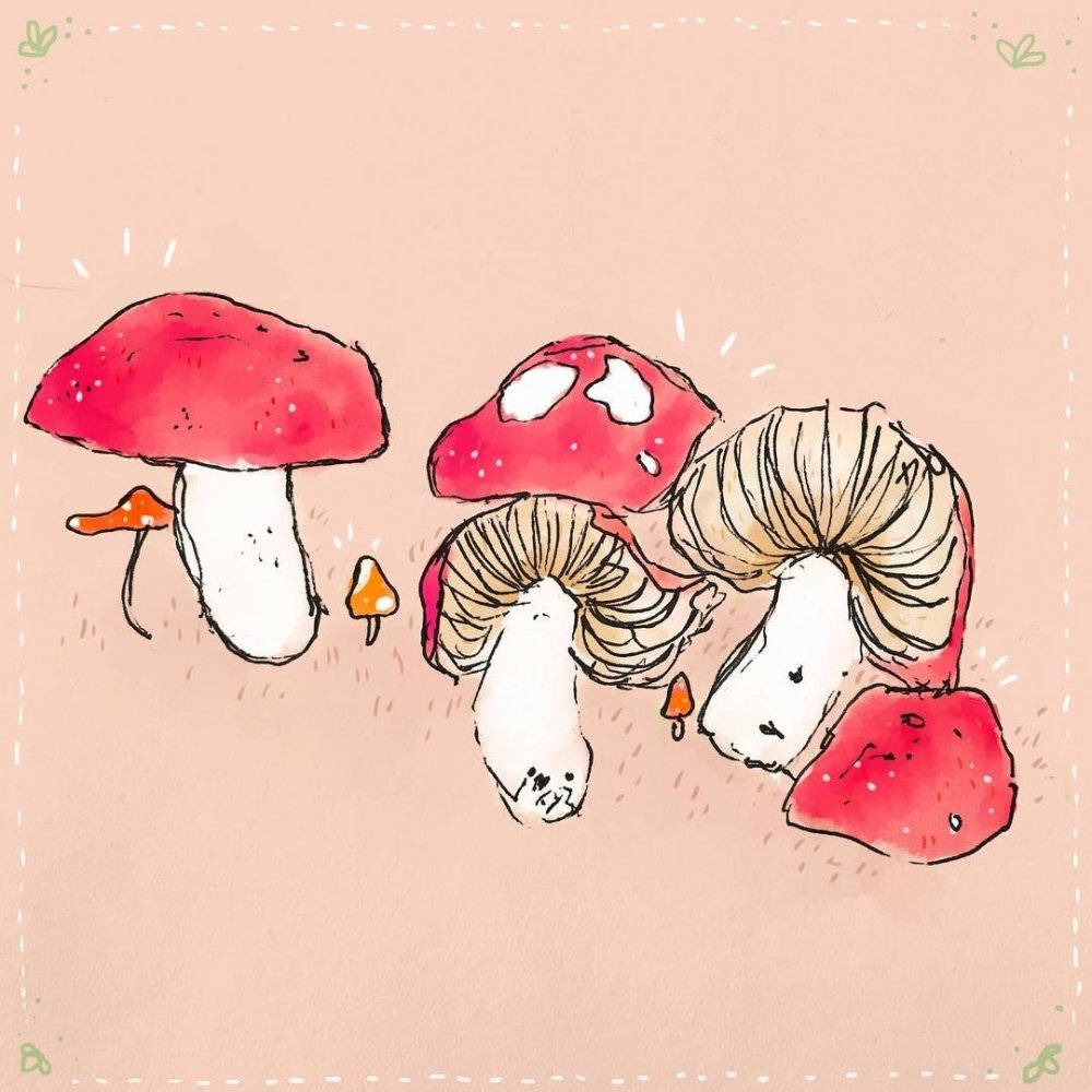 Милые грибы арт