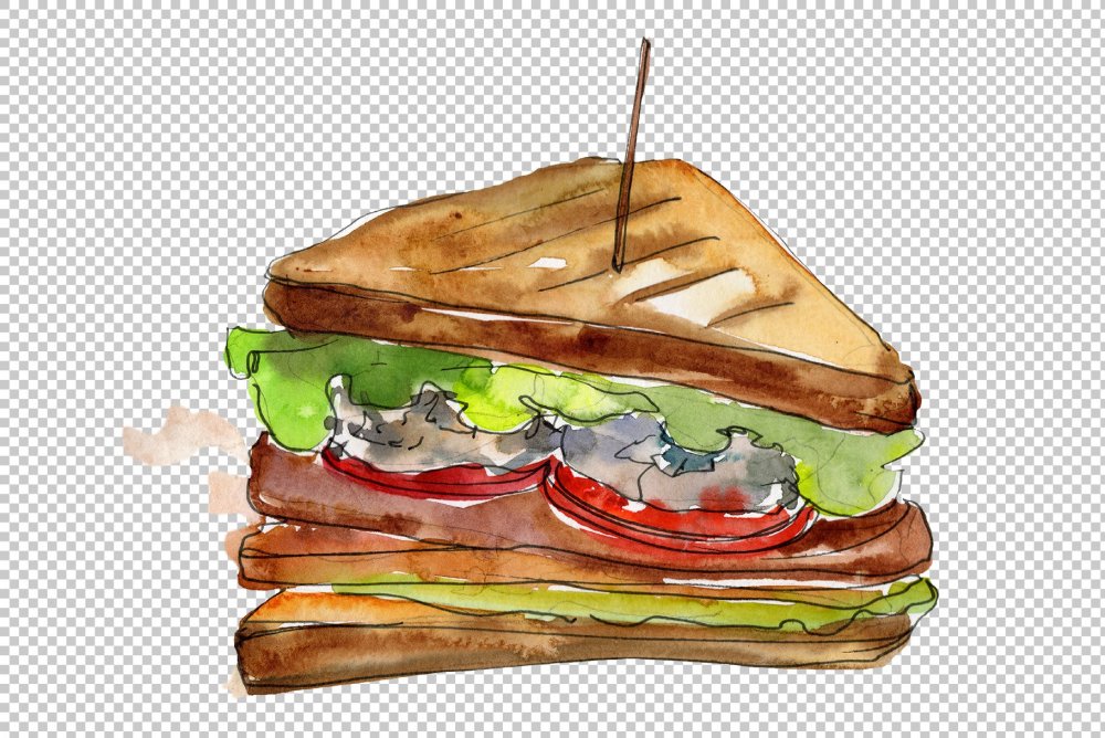 Рисунок бутерброда с колбасой и сыром