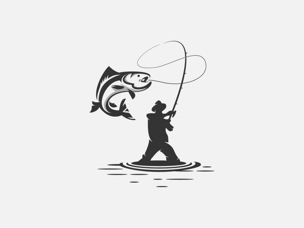 Рыбалка картина акварелью
