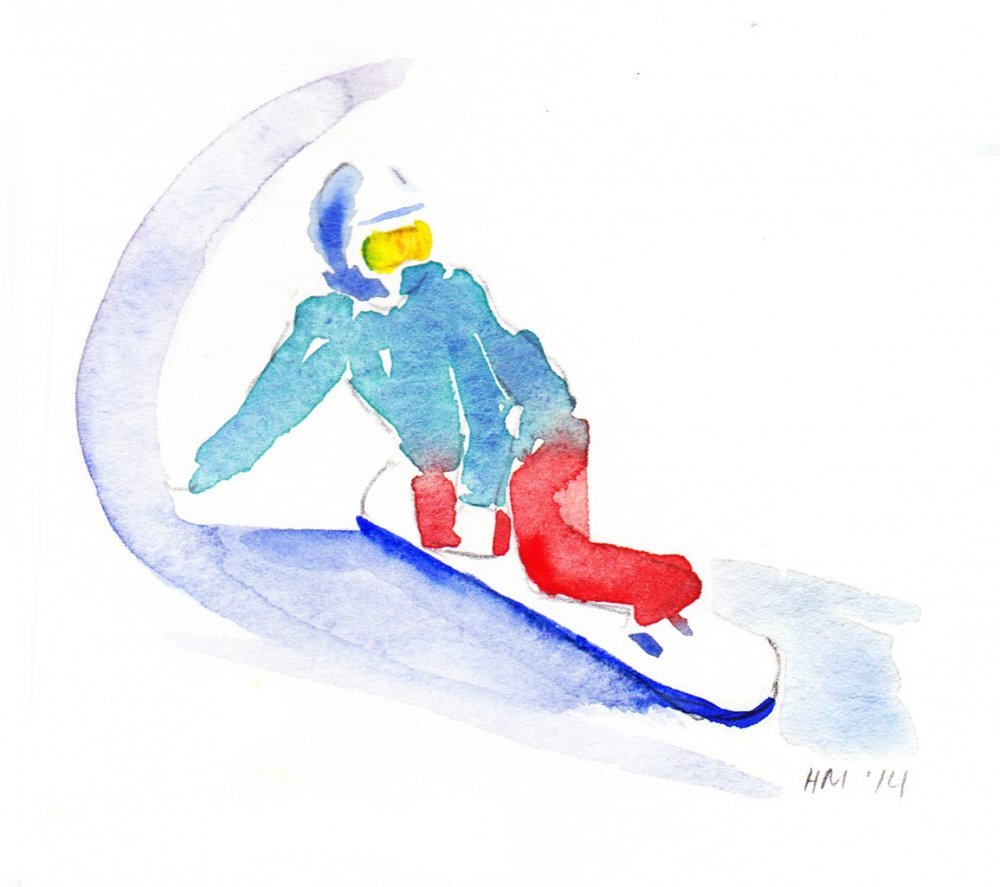 Сноубордист акварельный