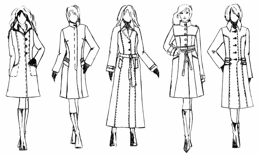 Эскиз пальто женского