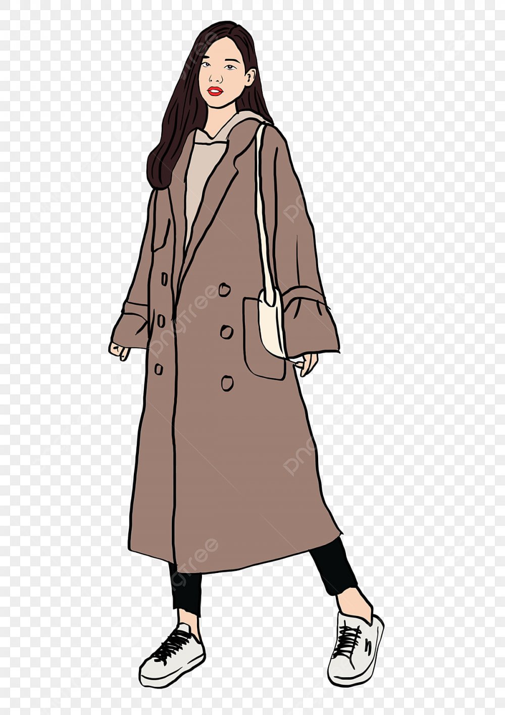 Нарисованная девушка в пальто