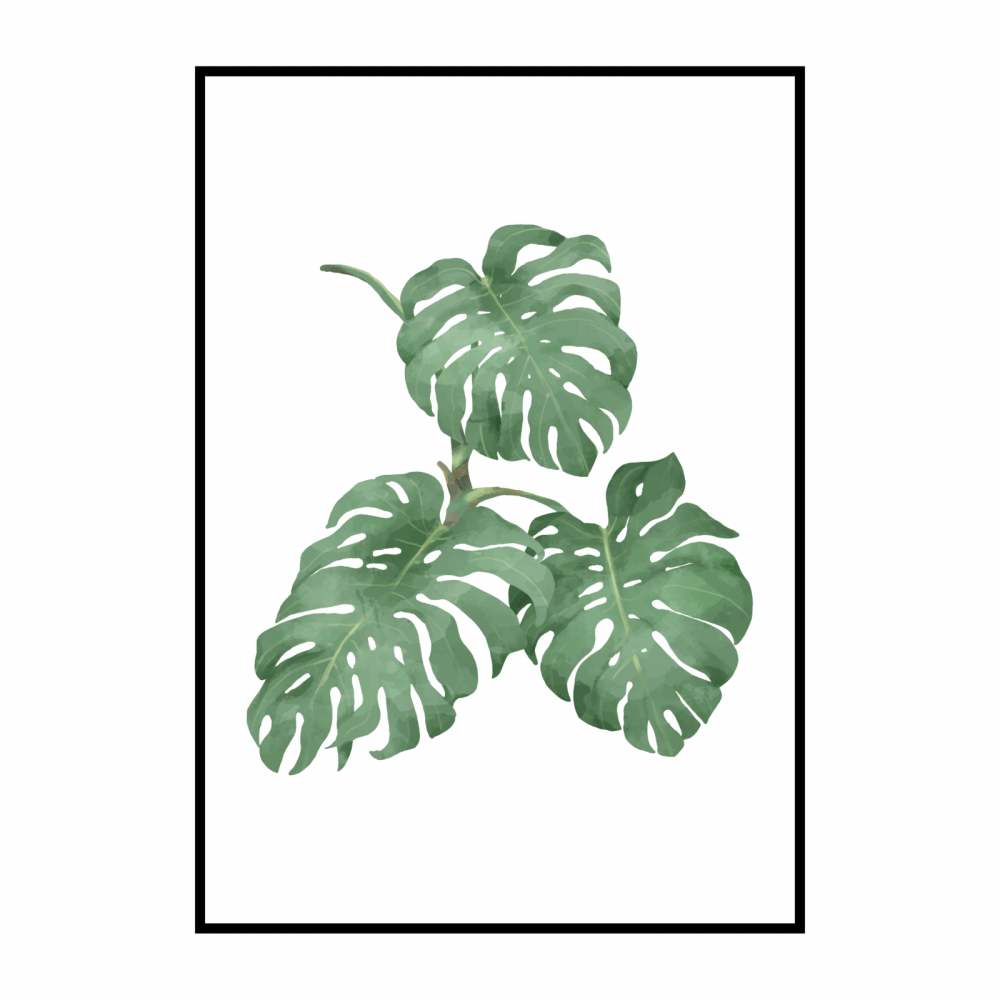 Тропические листья акварелью