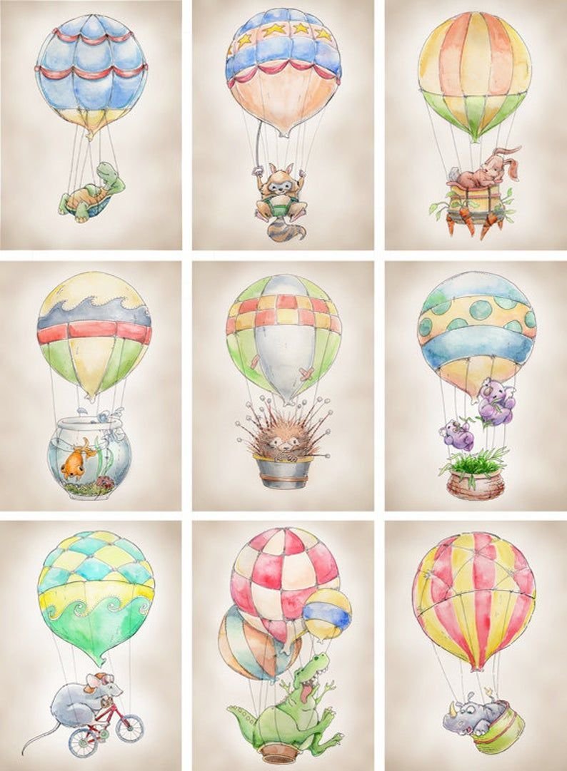 Рисование воздушный шар с корзиной