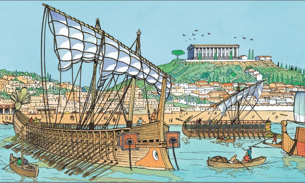 Порт Пирей в Афинах в древней Греции