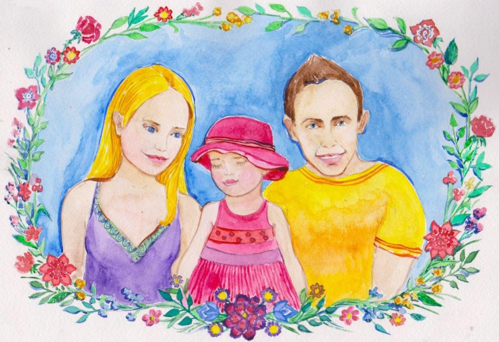 Портрет семьи в рамке рисунок
