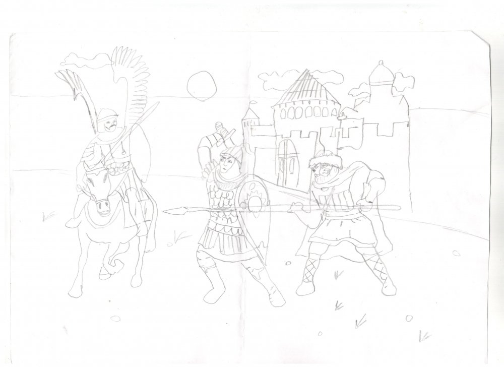 Куликовская битва рисунок карандашом