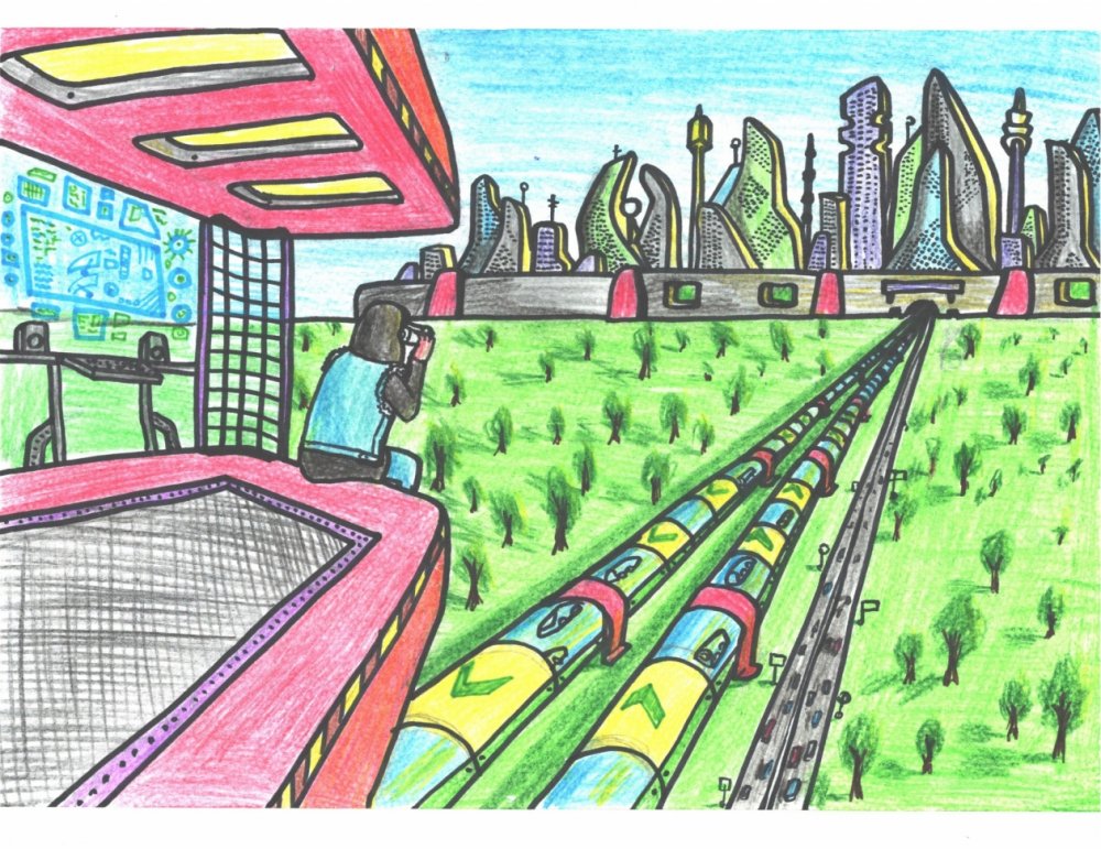 Рисование город будущего