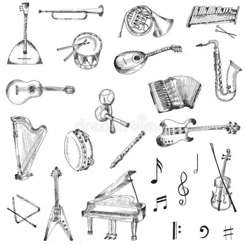 Русский музыкальный инструмент рисунок