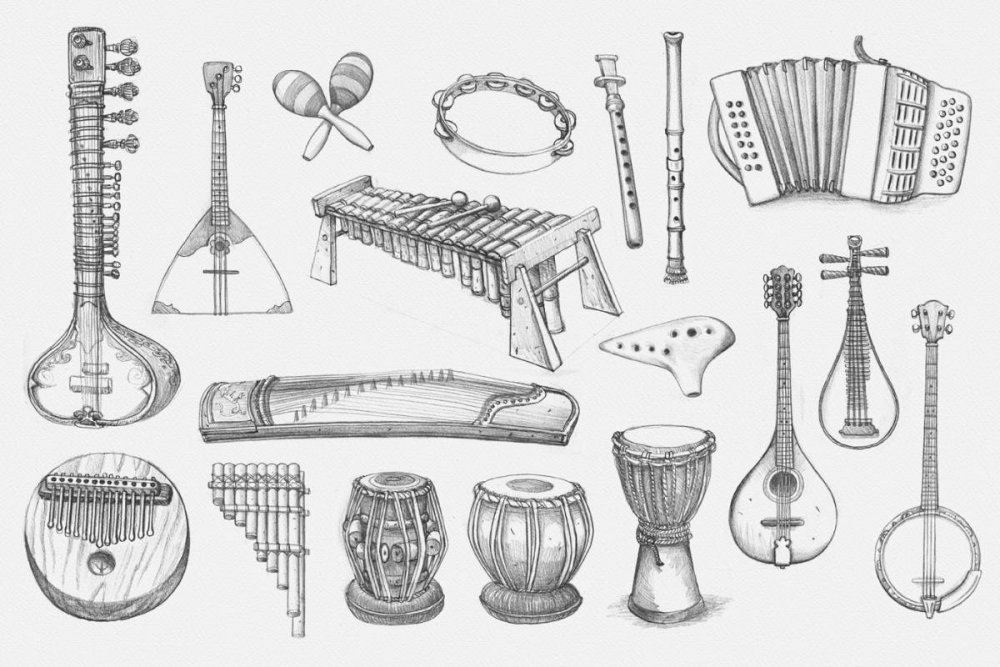 Рисование музыкальные инструменты