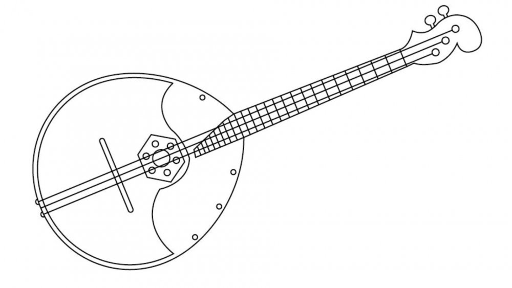 Думбыра Башкирский музыкальный инструмент рисунок