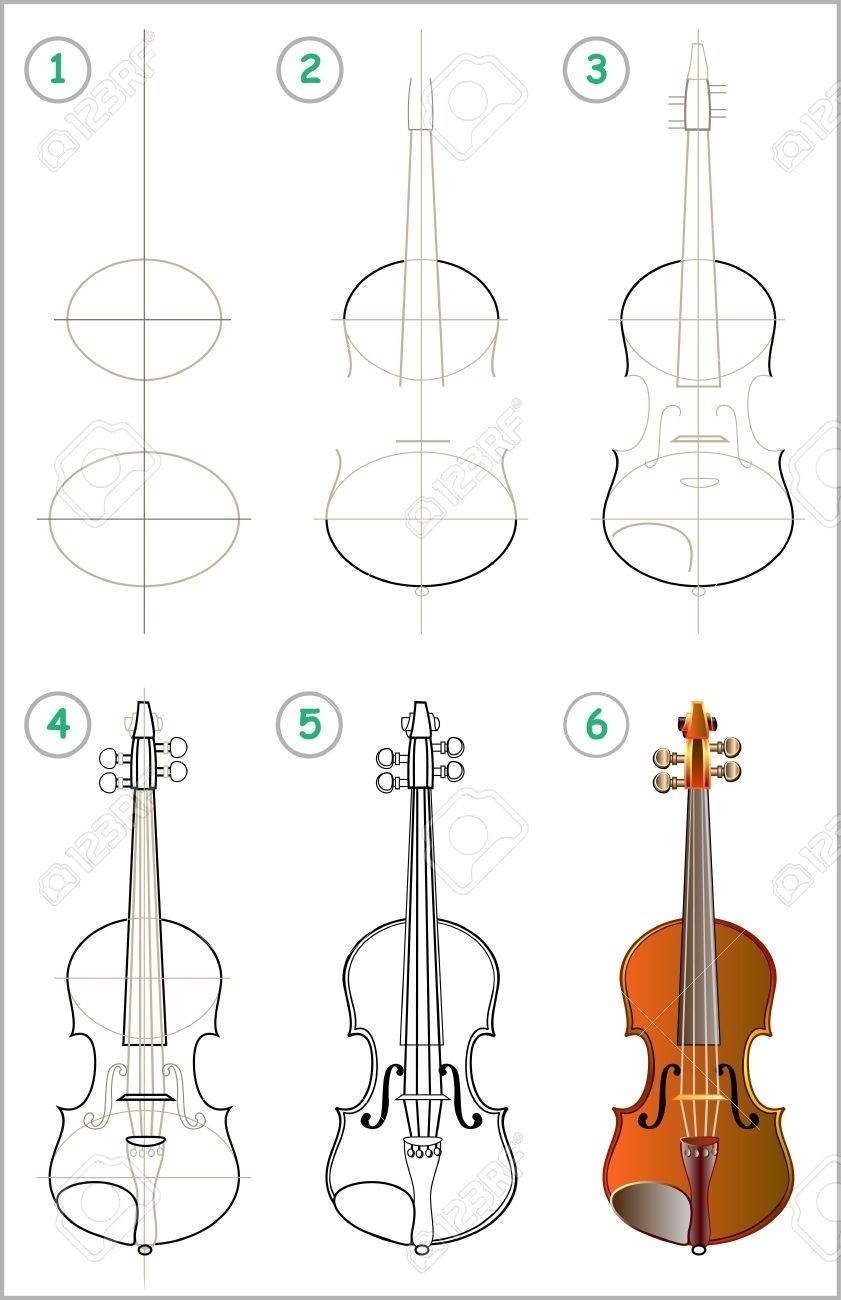 Скрипка по этапное рисование