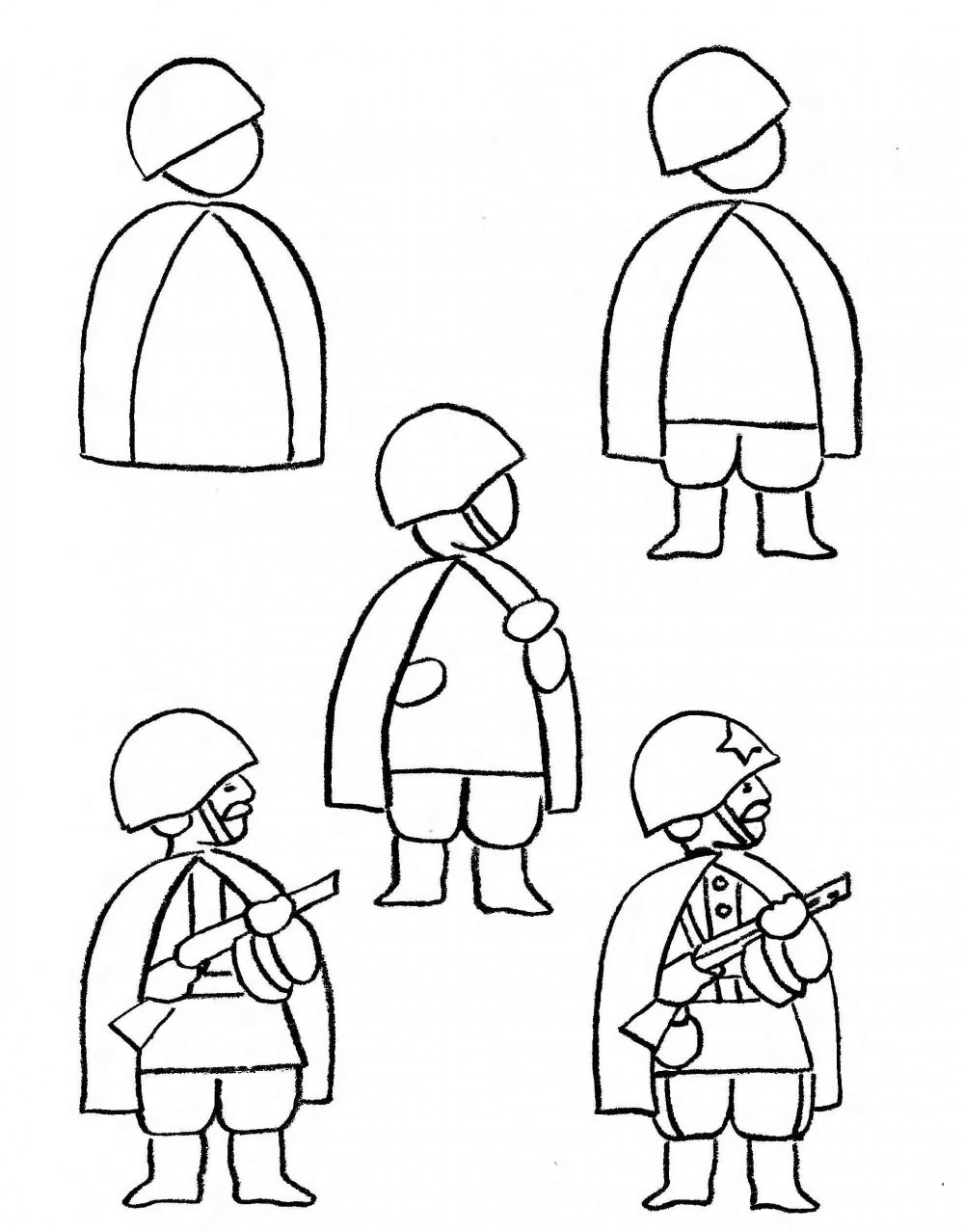 Рисунок солдата карандашом для детей