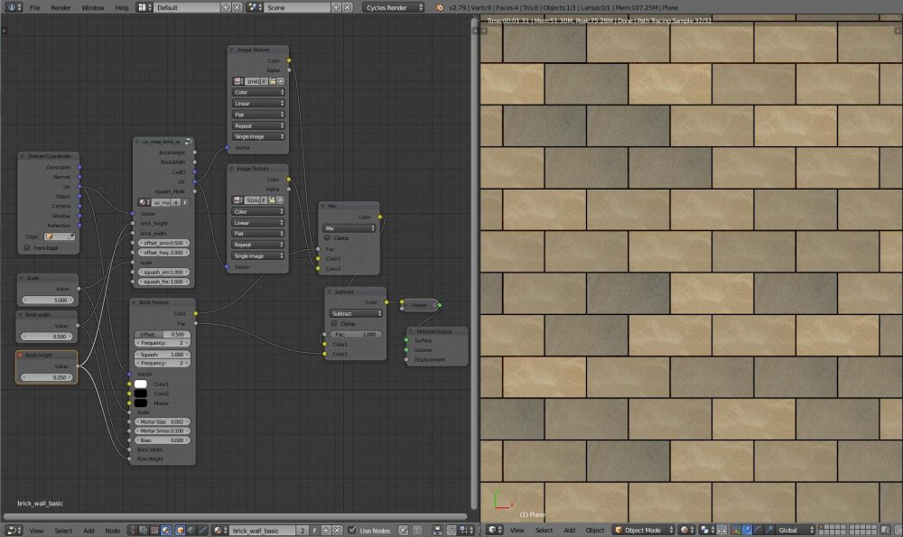 Blender процедурная текстура кирпича