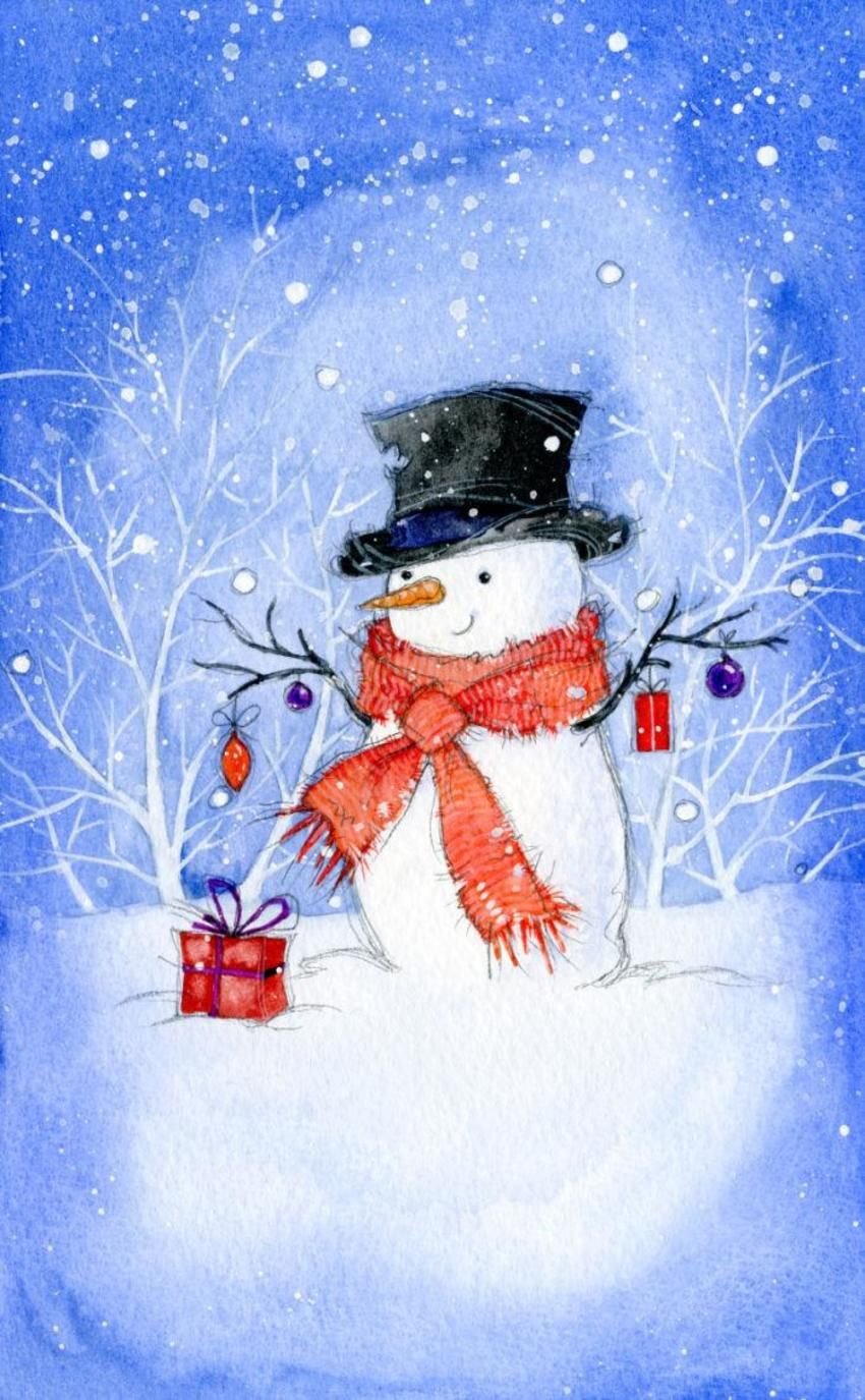 Снеговик открытка на новый год