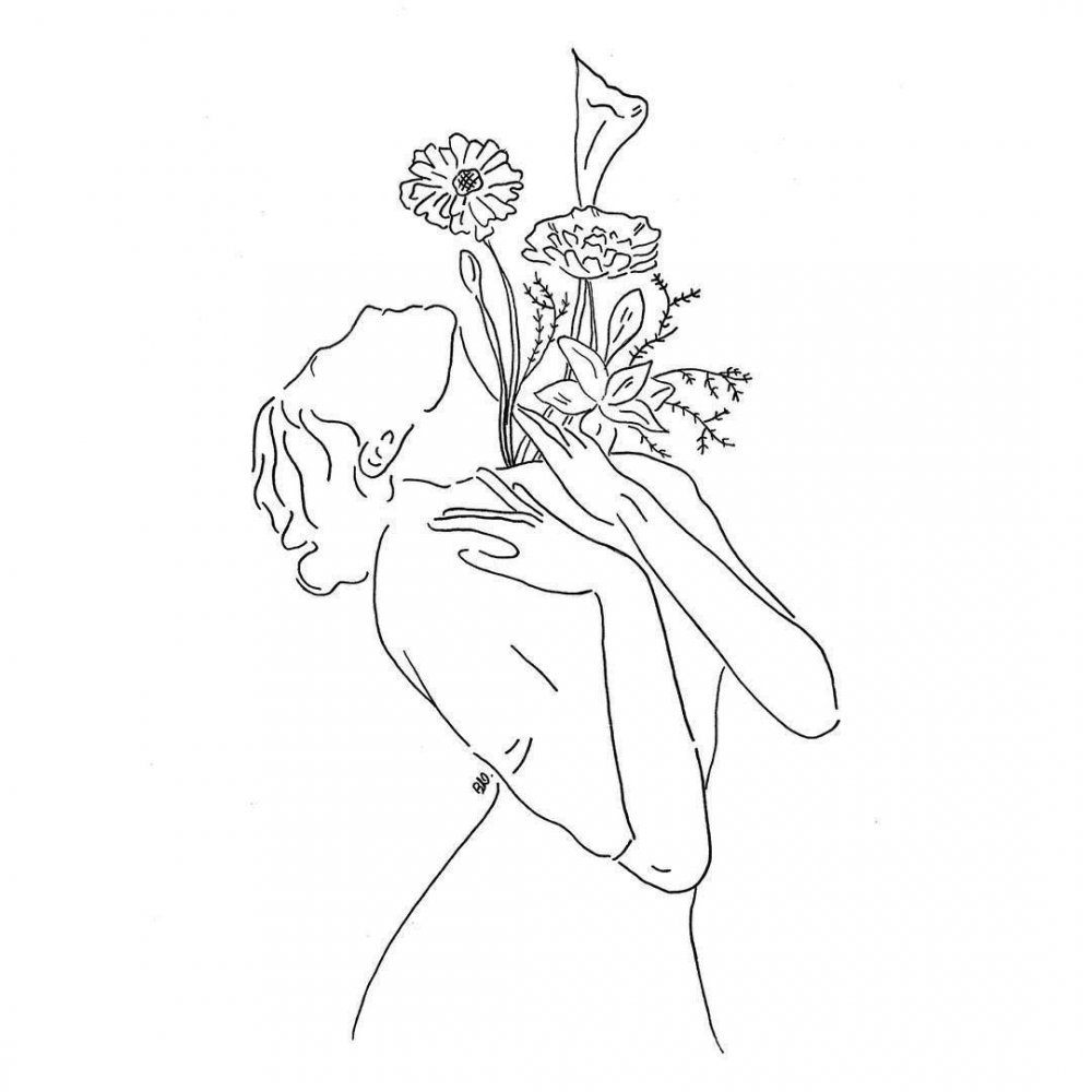 Силуэт девушки с цветком