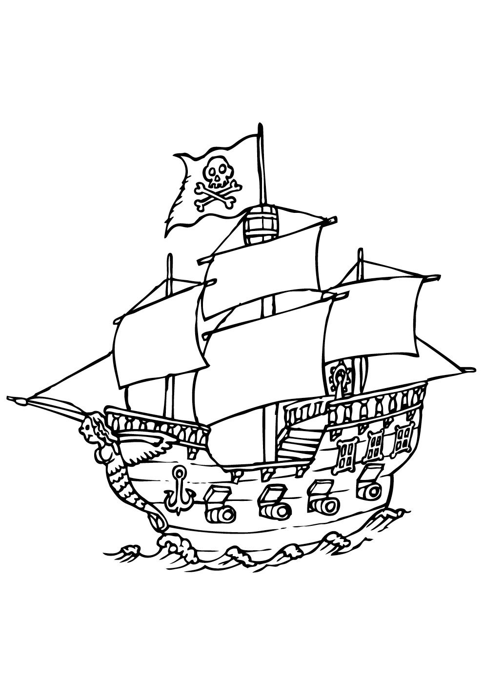 Раскраска пираты Карибского моря черная Жемчужина