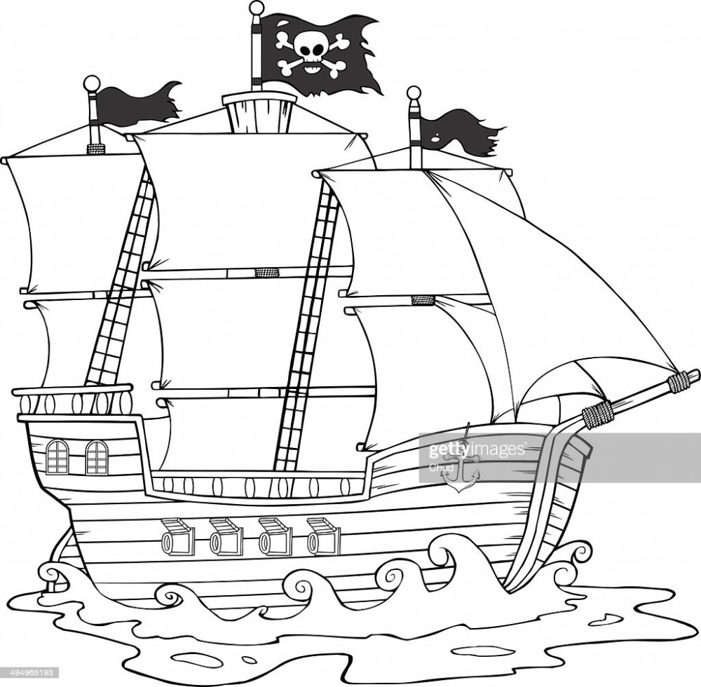 Раскраска пираты черная Жемчужина