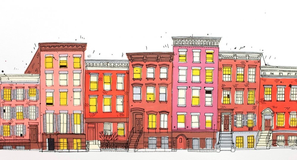 Рисование городских домов
