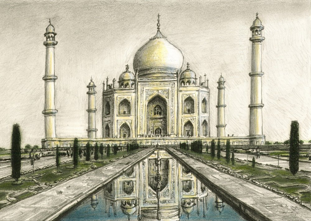 Мечеть Индия Тадж Махал рисунок