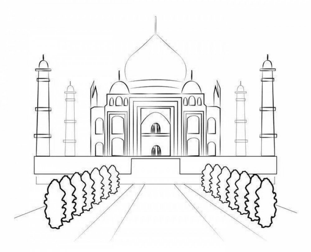 Храм в Индии Тадж Махал рисунок