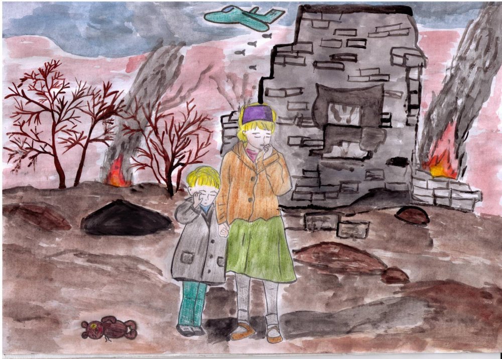 Детский рисунок на тему война