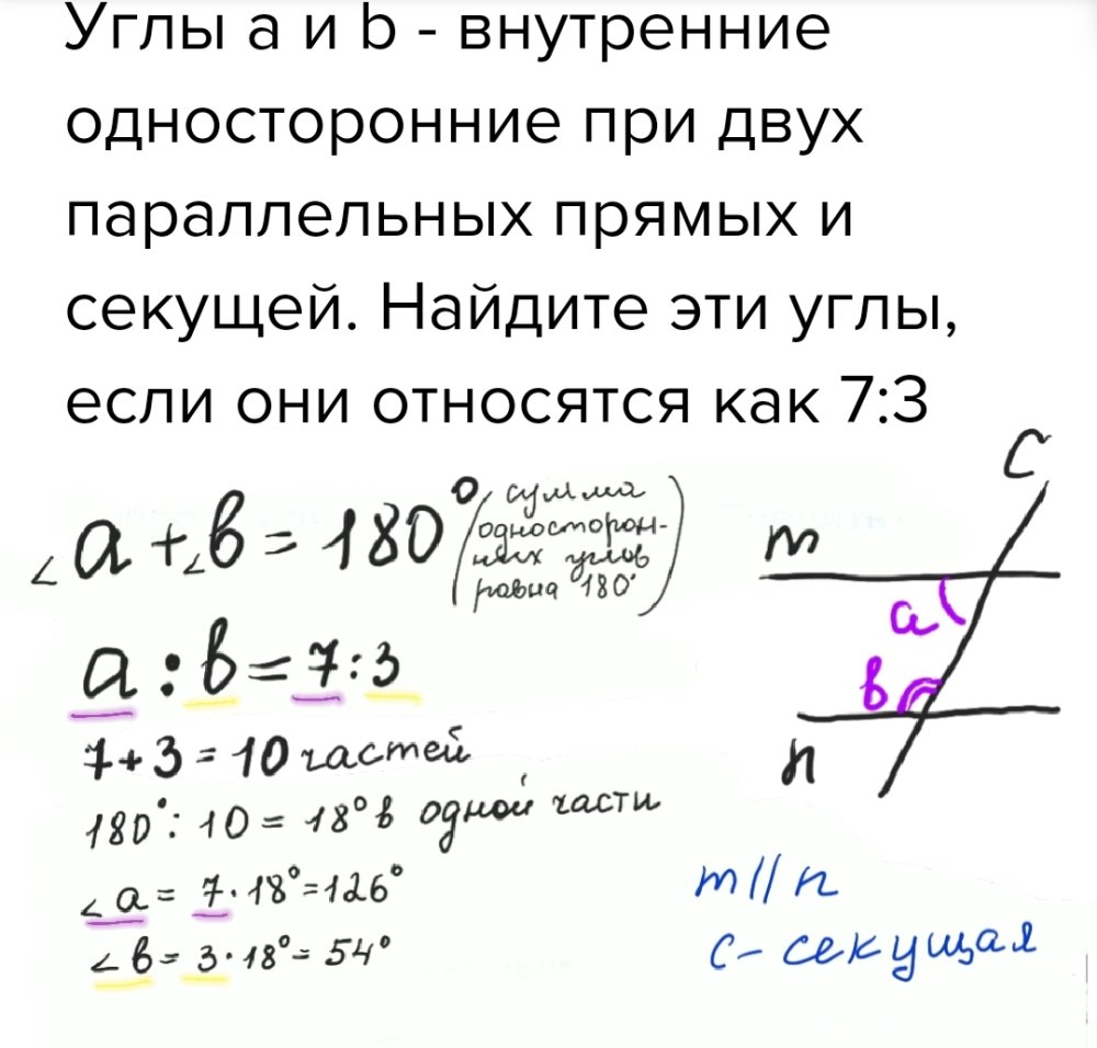 Односторонние углы при двух параллельных